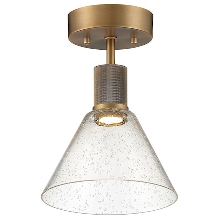 Access Lighting Port Nine Martini, Martini LED SemiFlush, Antique Brushed Brass Finish, Seeded Glass 63146LEDD-ABB/SDG